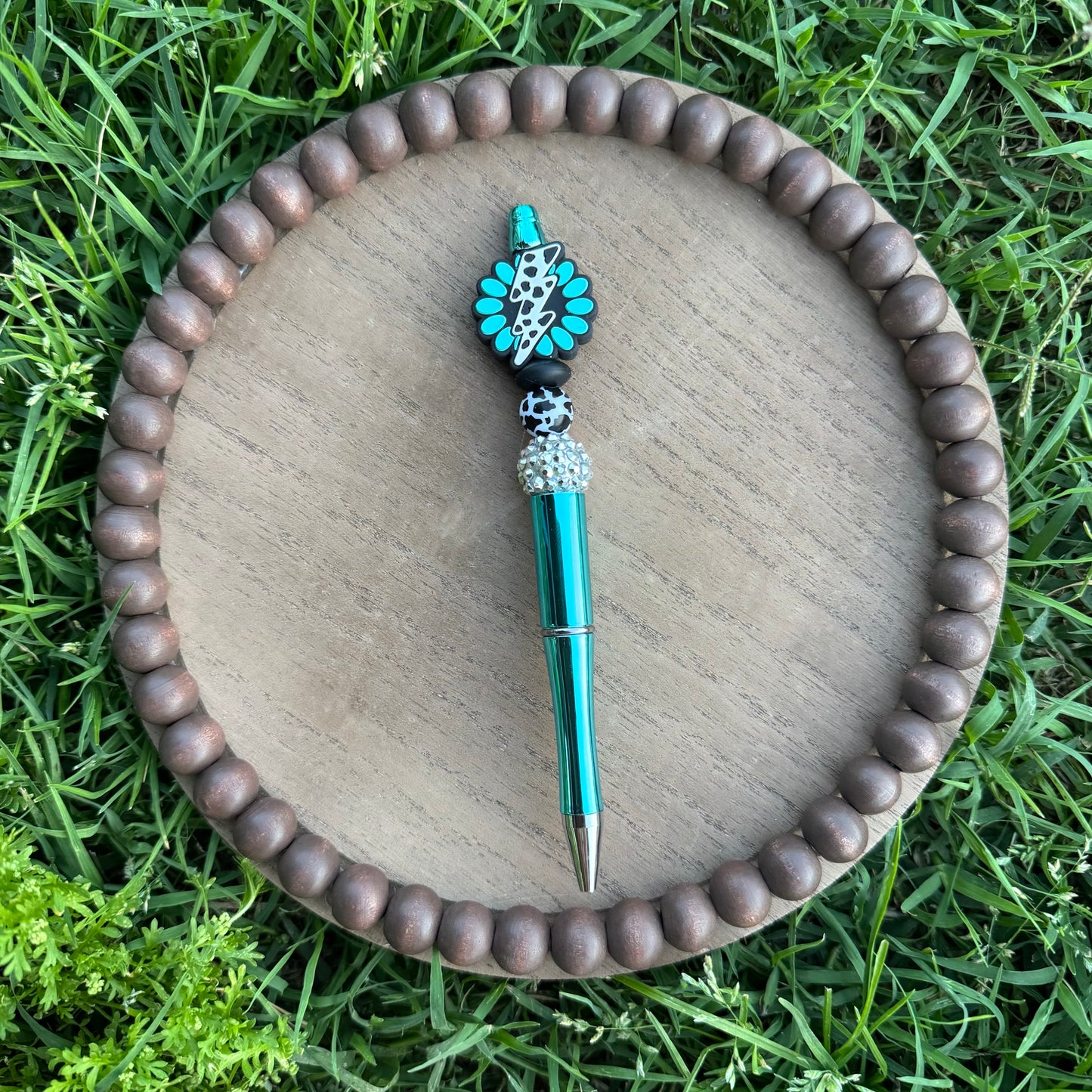Turquoise Lightning Beaded Pen