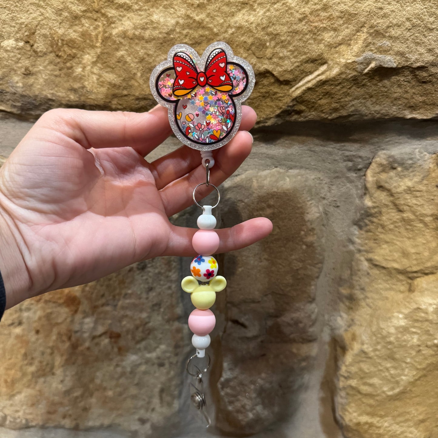 Floral Mouse Beaded Badge Reel