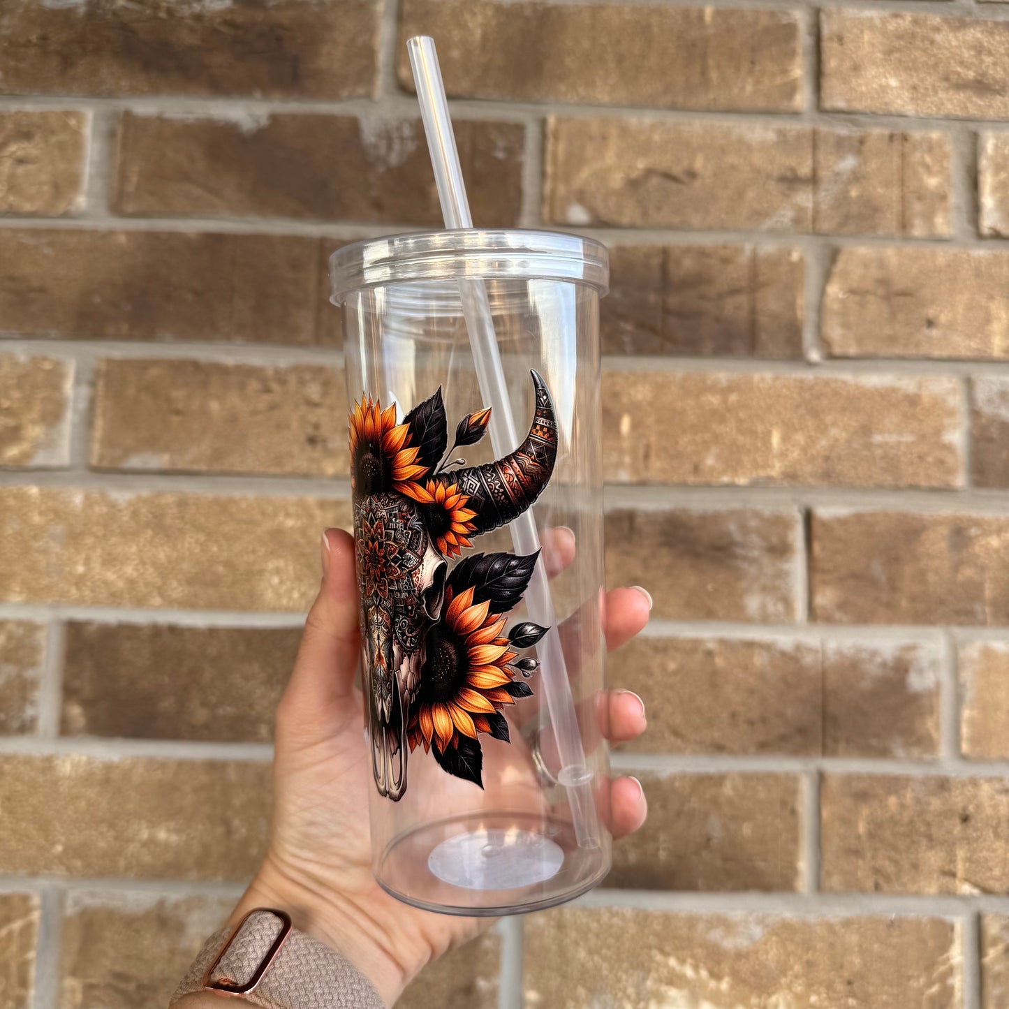 Sunflower Bull Skull Cup