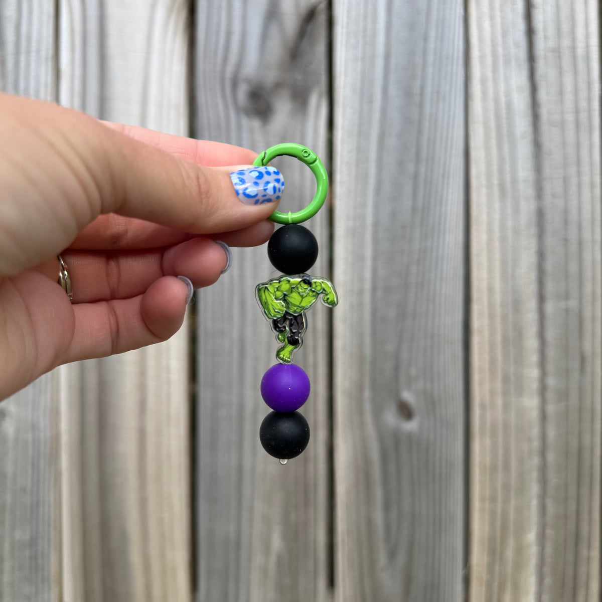 Green Hero Beaded Keychain