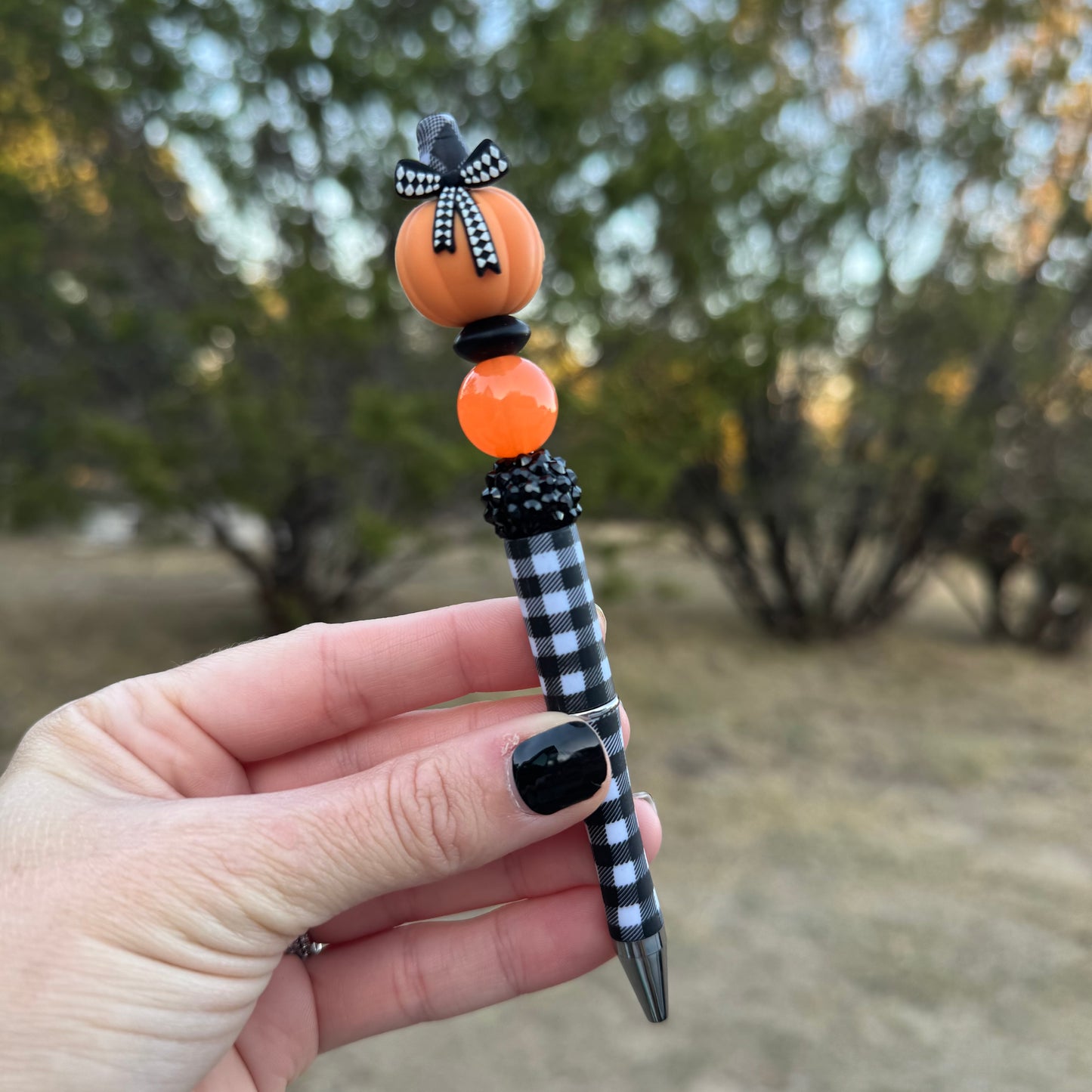 Orange Pumpkin Beaded Pen