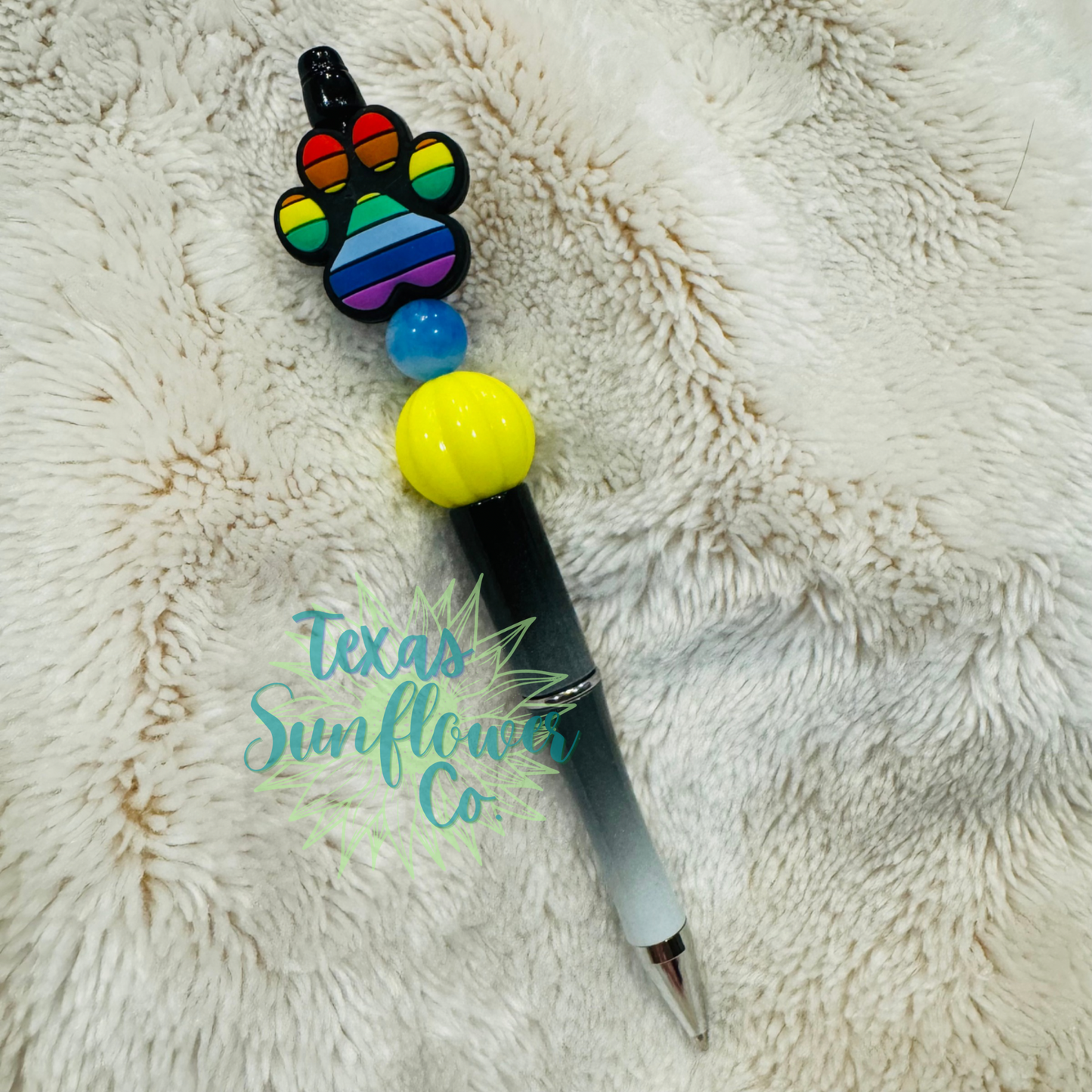 Rainbow Dog Paw Beaded Pen