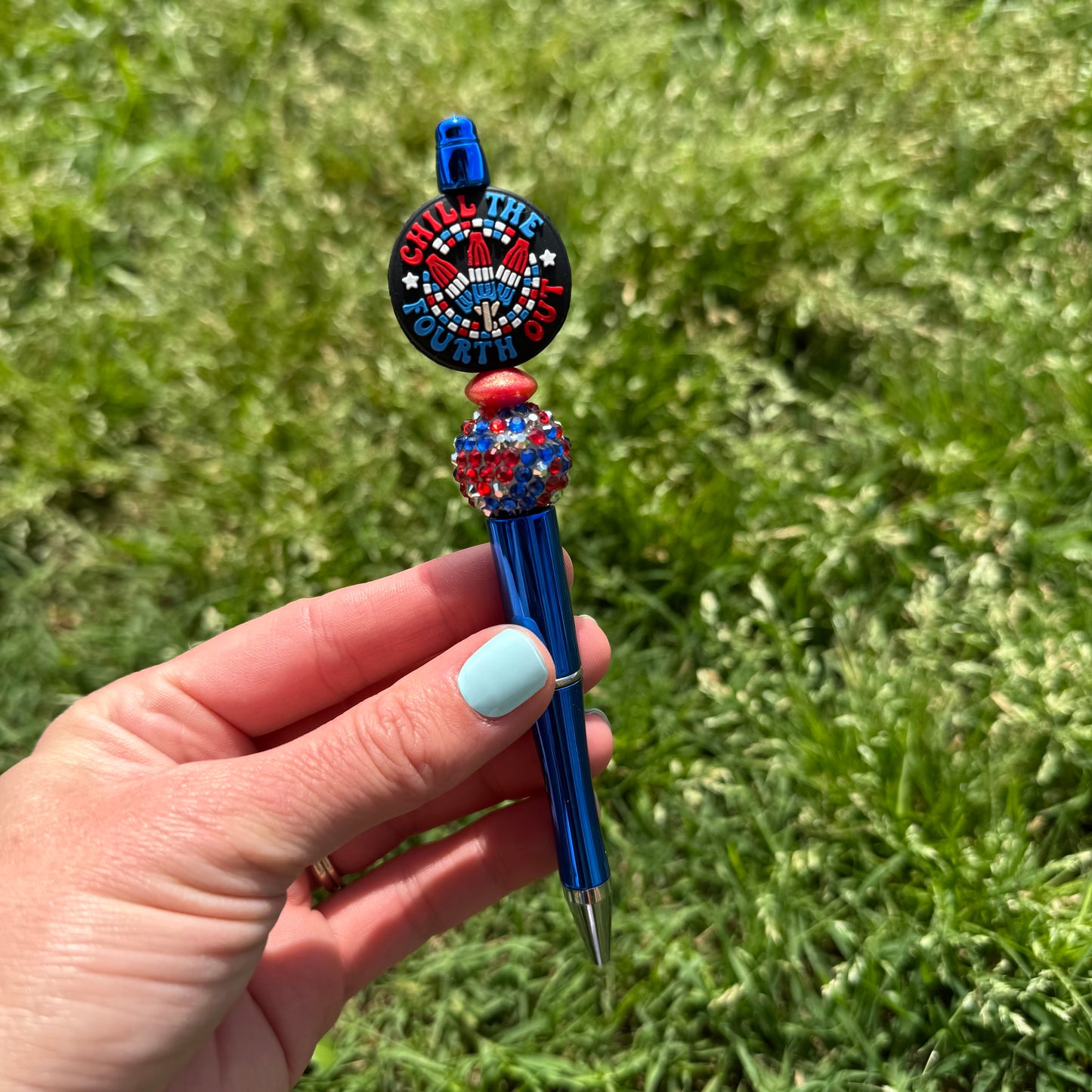 Chill the Fourth Out Rhinestone Beaded Pen
