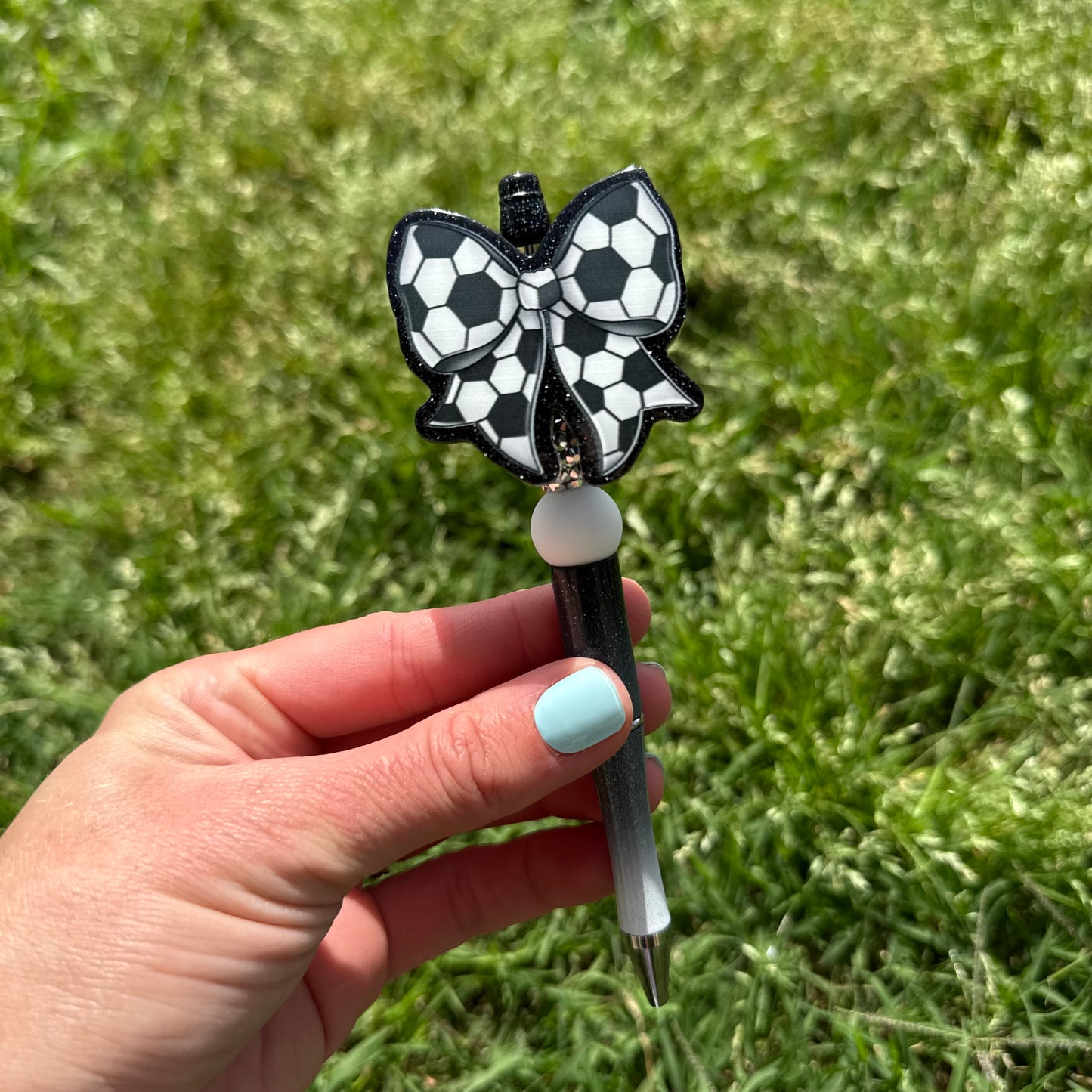 Soccer Bow Beaded Pen