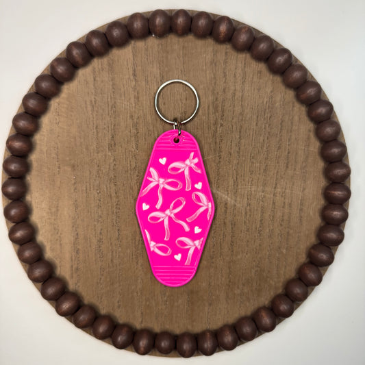 Checkered Smiley Bow - Double Sided Keychain