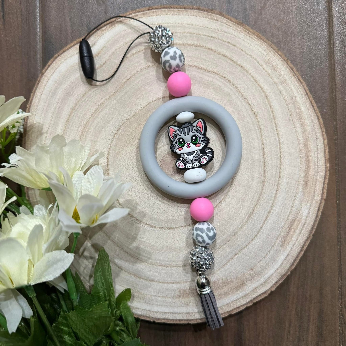 Gray Cat Car Charm