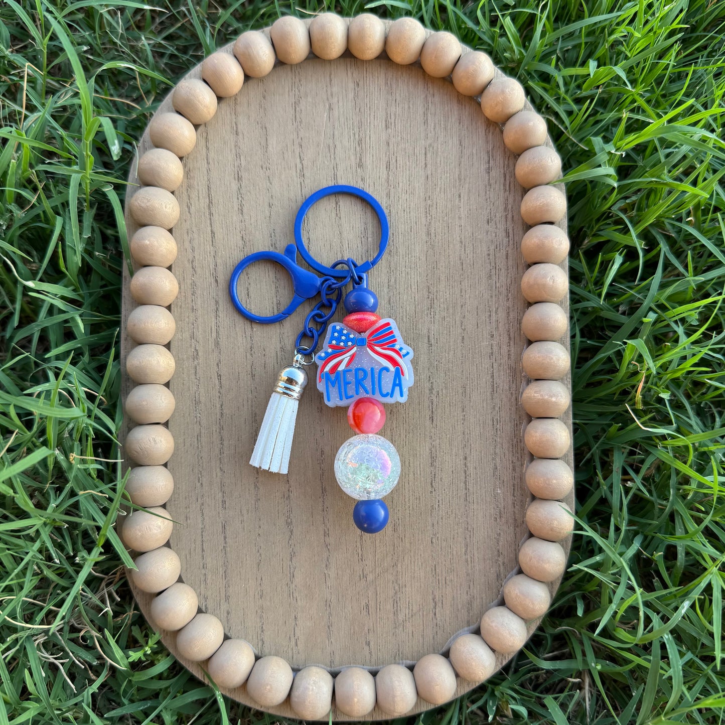 Merica Bow Beaded Keychain
