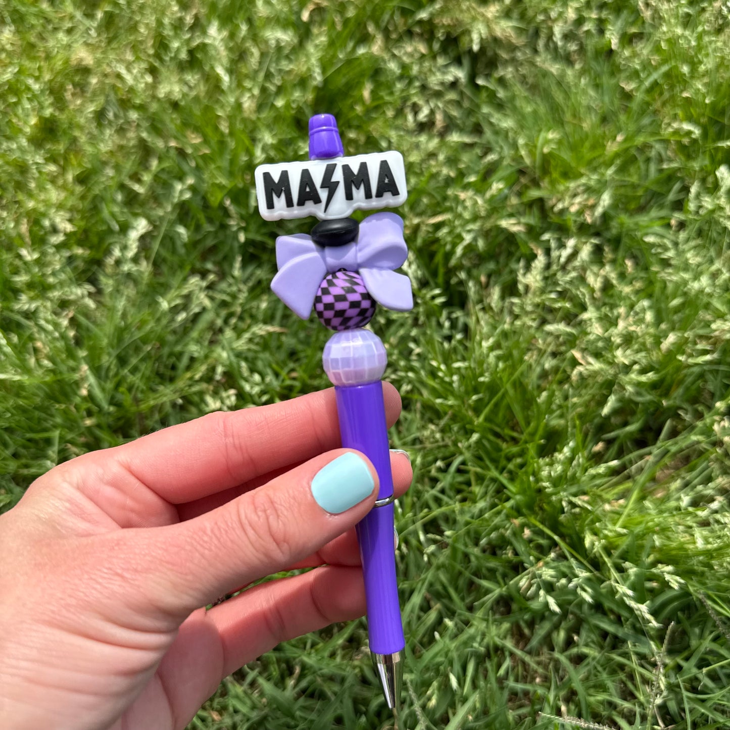 Purple Bow Mama Beaded Pen