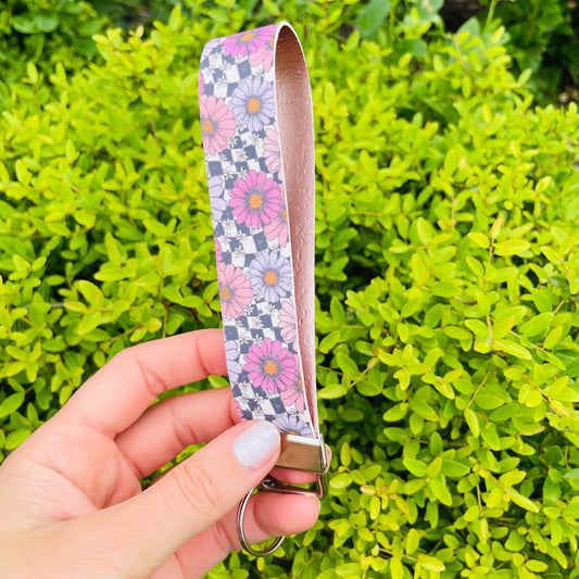 Checkered Floral - Wristlet