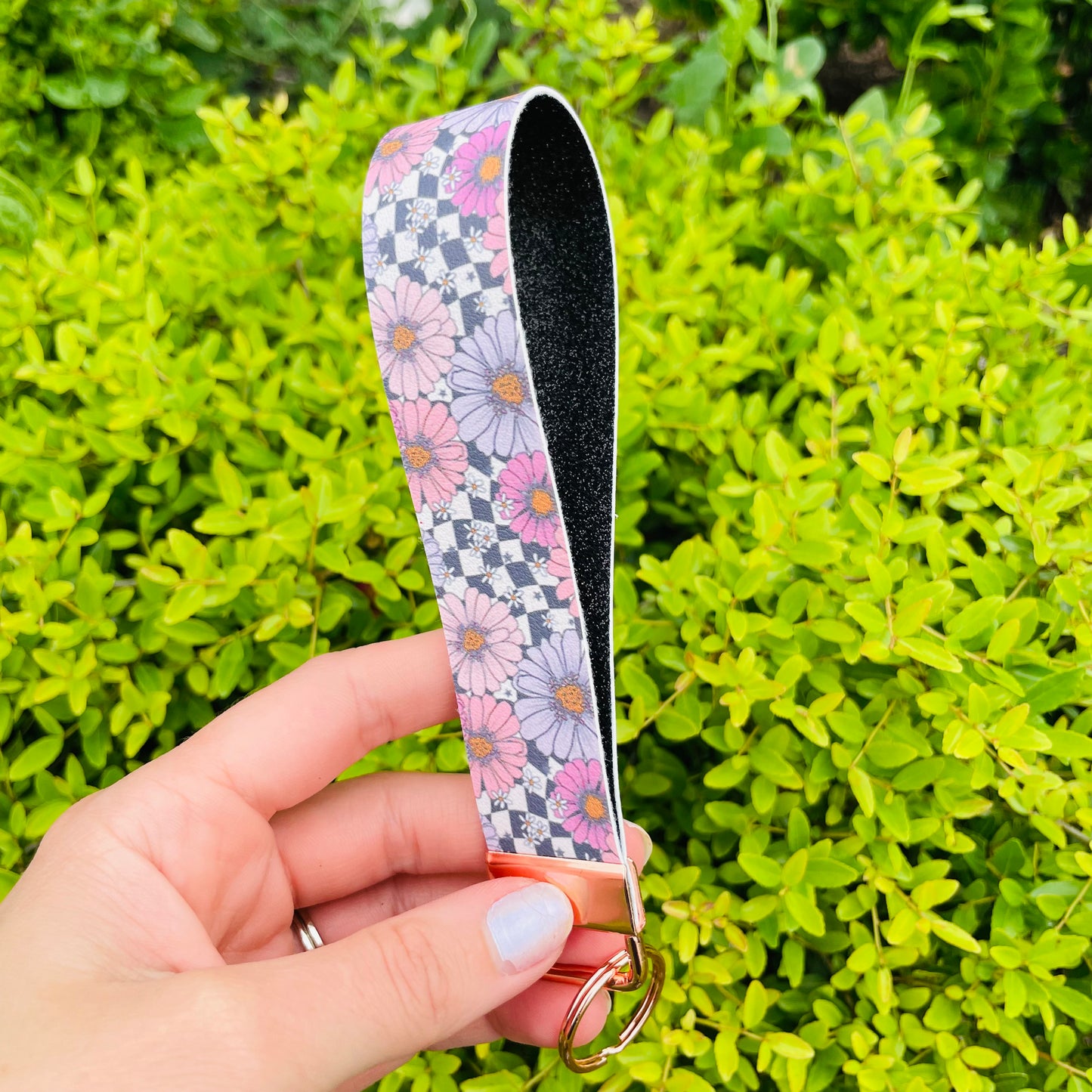 Checkered Floral - Wristlet