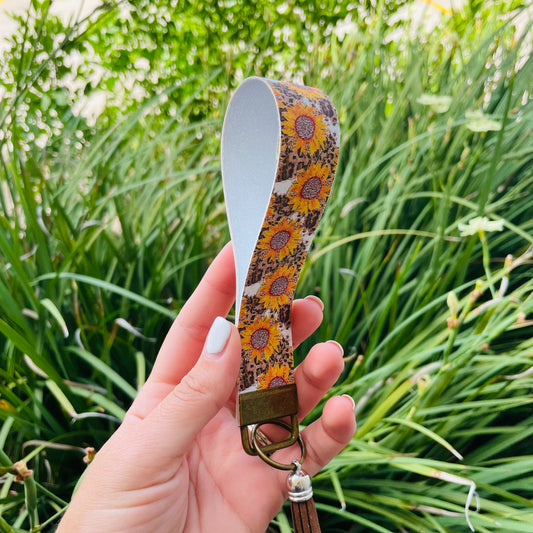 Cheetah Sunflower Wristlet