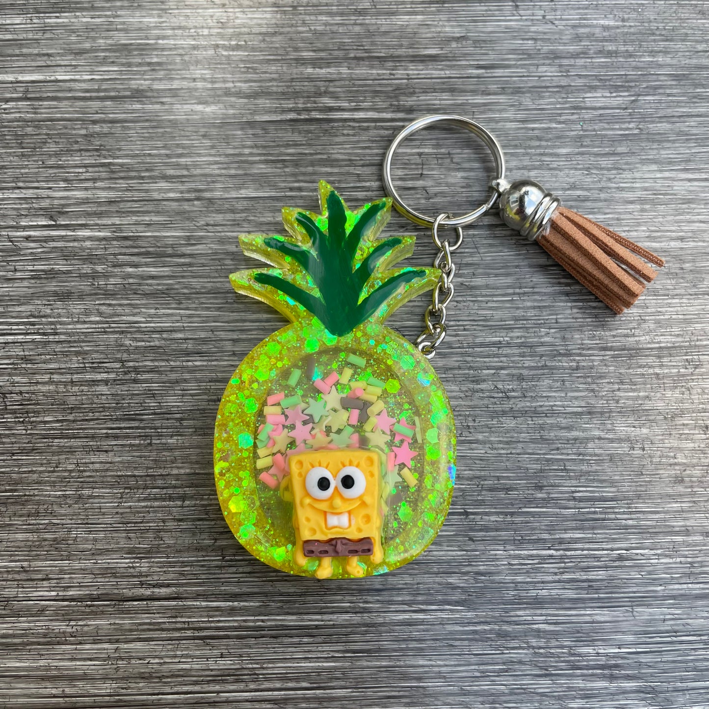 Yellow Sponge Shaker Keychain