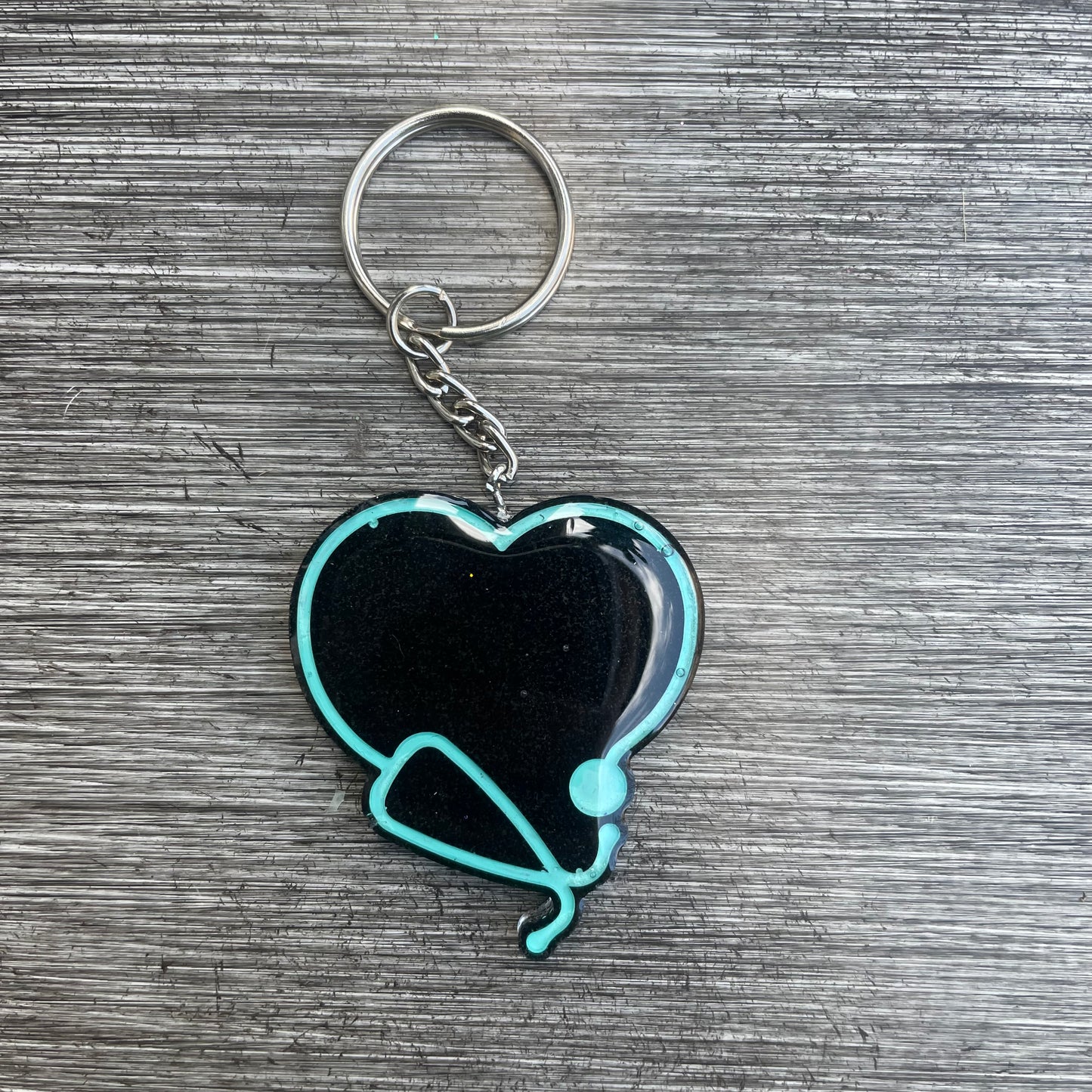 Stethoscope Heart Keychain - Black & Blue