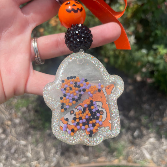 Beaded Ghost Shaker Keychain