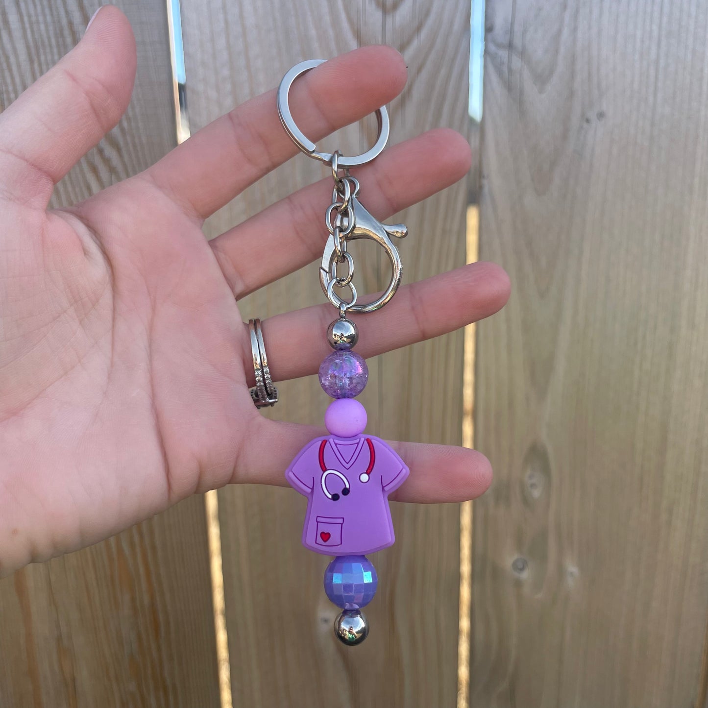 Purple Scrubs - Beaded Keychain