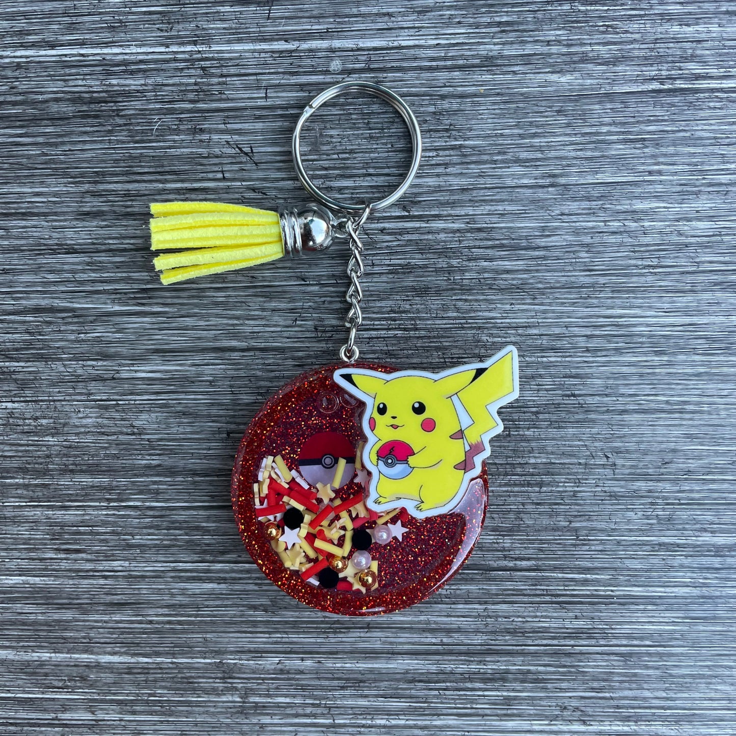 Yellow Lightning Character Shaker Keychain