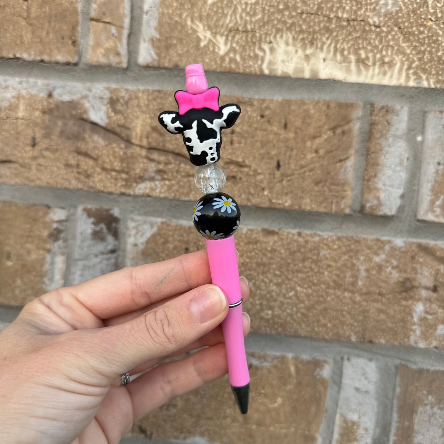 Pink Cow Beaded Pen