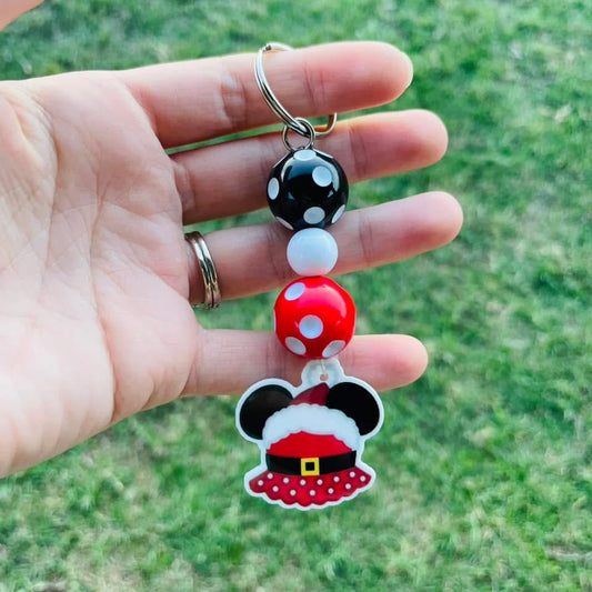 Girl Mouse Christmas Keychain