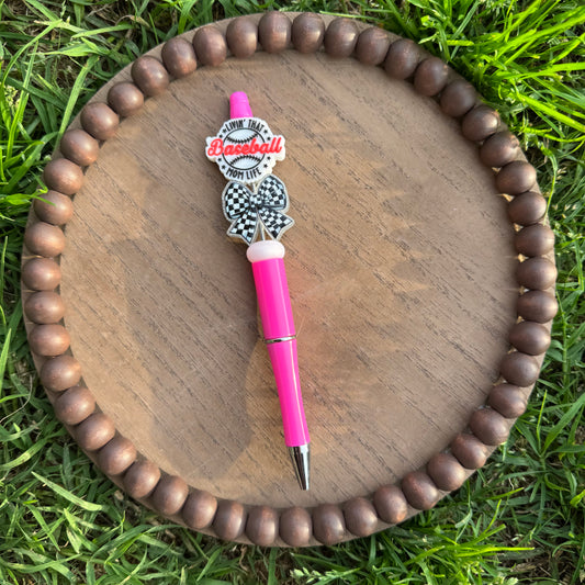Baseball Mom Life Beaded Pen