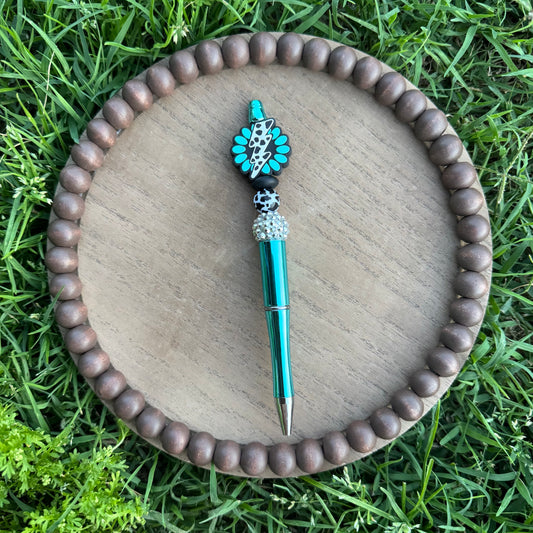 Turquoise Lightning Beaded Pen