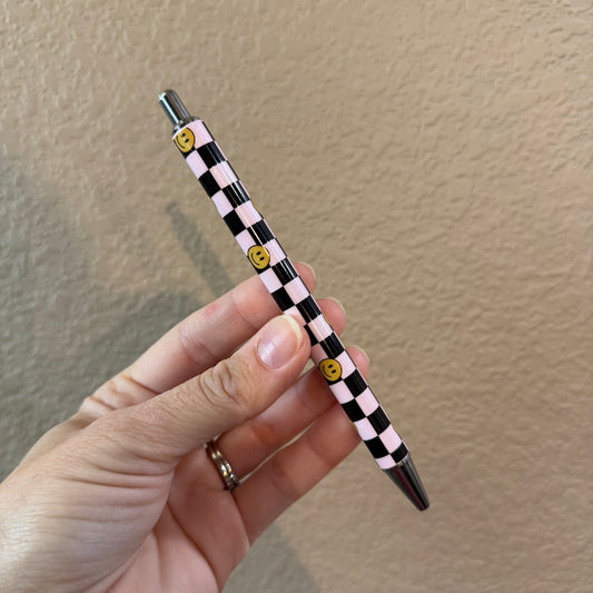 Checkered Smiley Pen