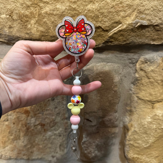 Floral Mouse Beaded Badge Reel