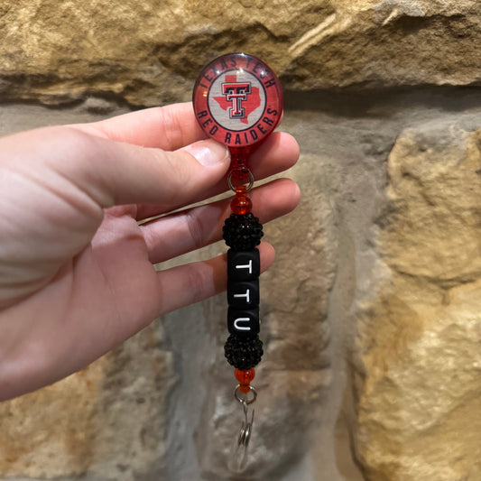 TTU Beaded Badge Reel
