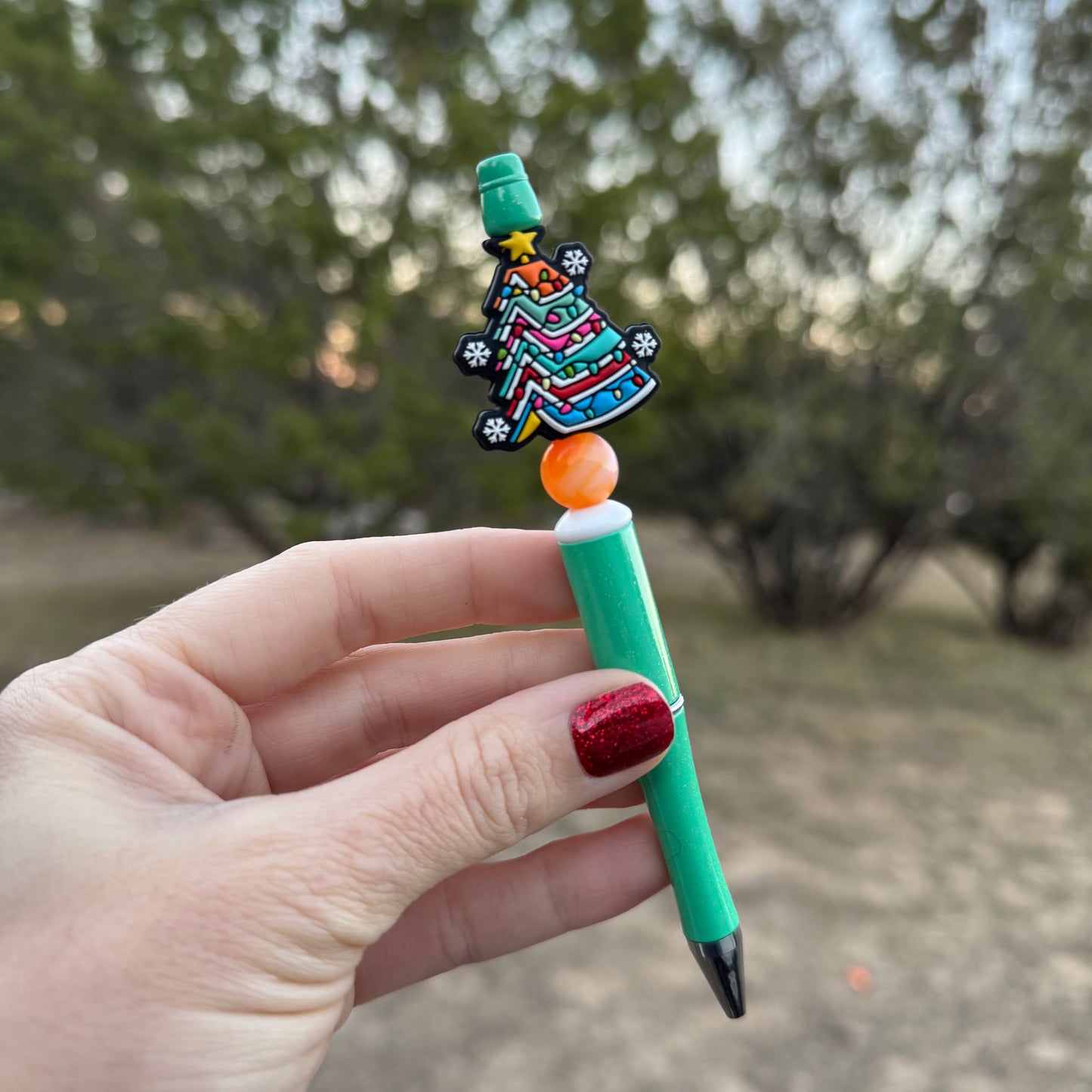 Book Christmas Tree Beaded Pen