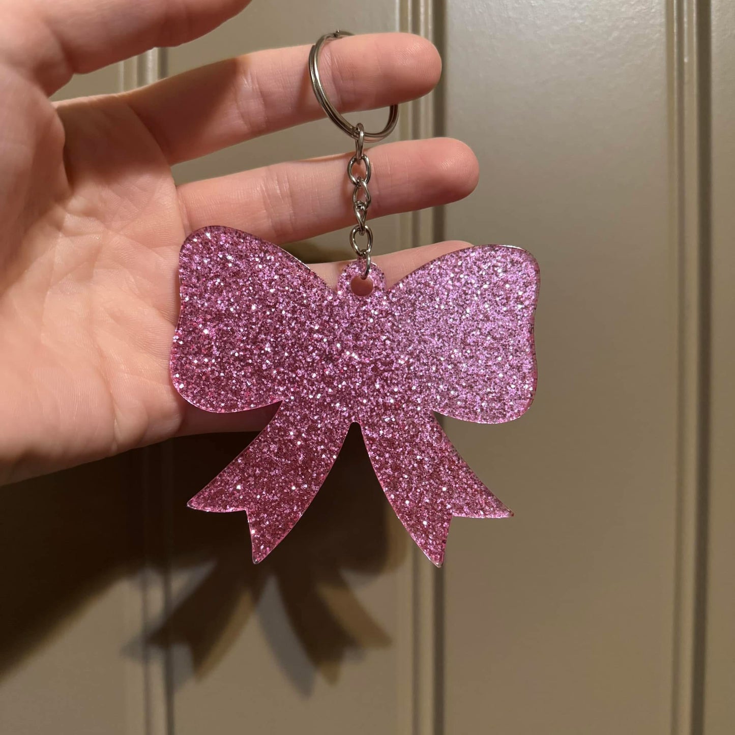 Pink Bow Keychain - Customizable