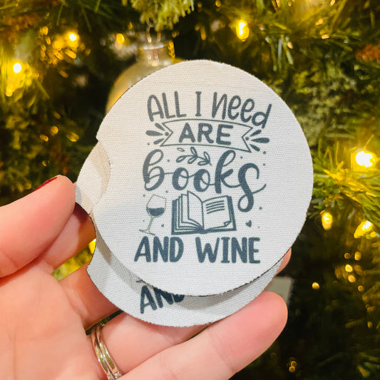 Books & Wine - Car Coasters