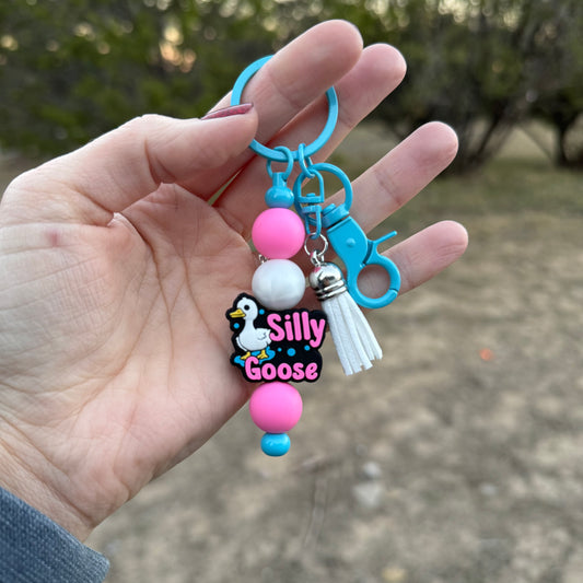 Silly Goose Beaded Keychain