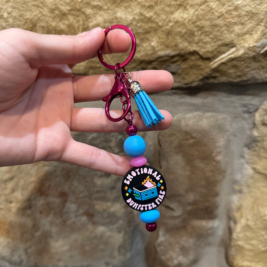 Emotional Dumpster Fire Beaded Keychain