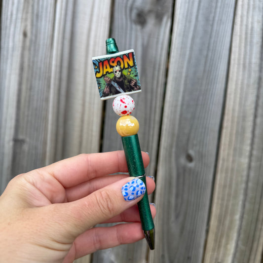 Hockey Mask Guy Beaded Pen