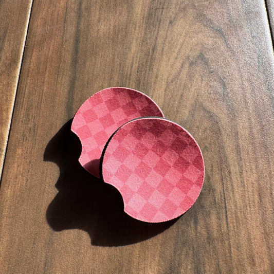 Pink Checkered - Car Coasters