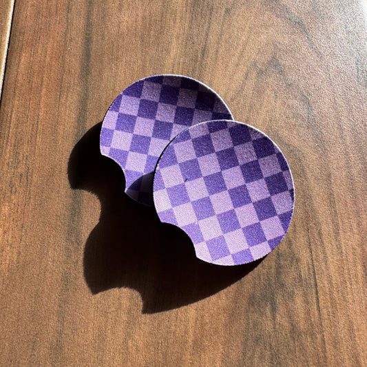Purple Checkered - Car Coasters