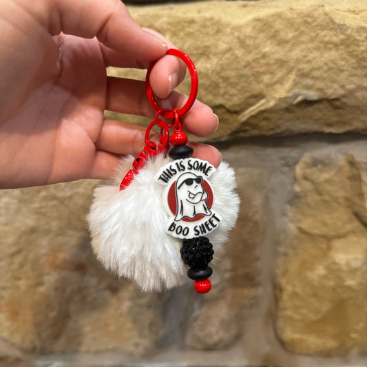 Boo Sheet Beaded Keychain