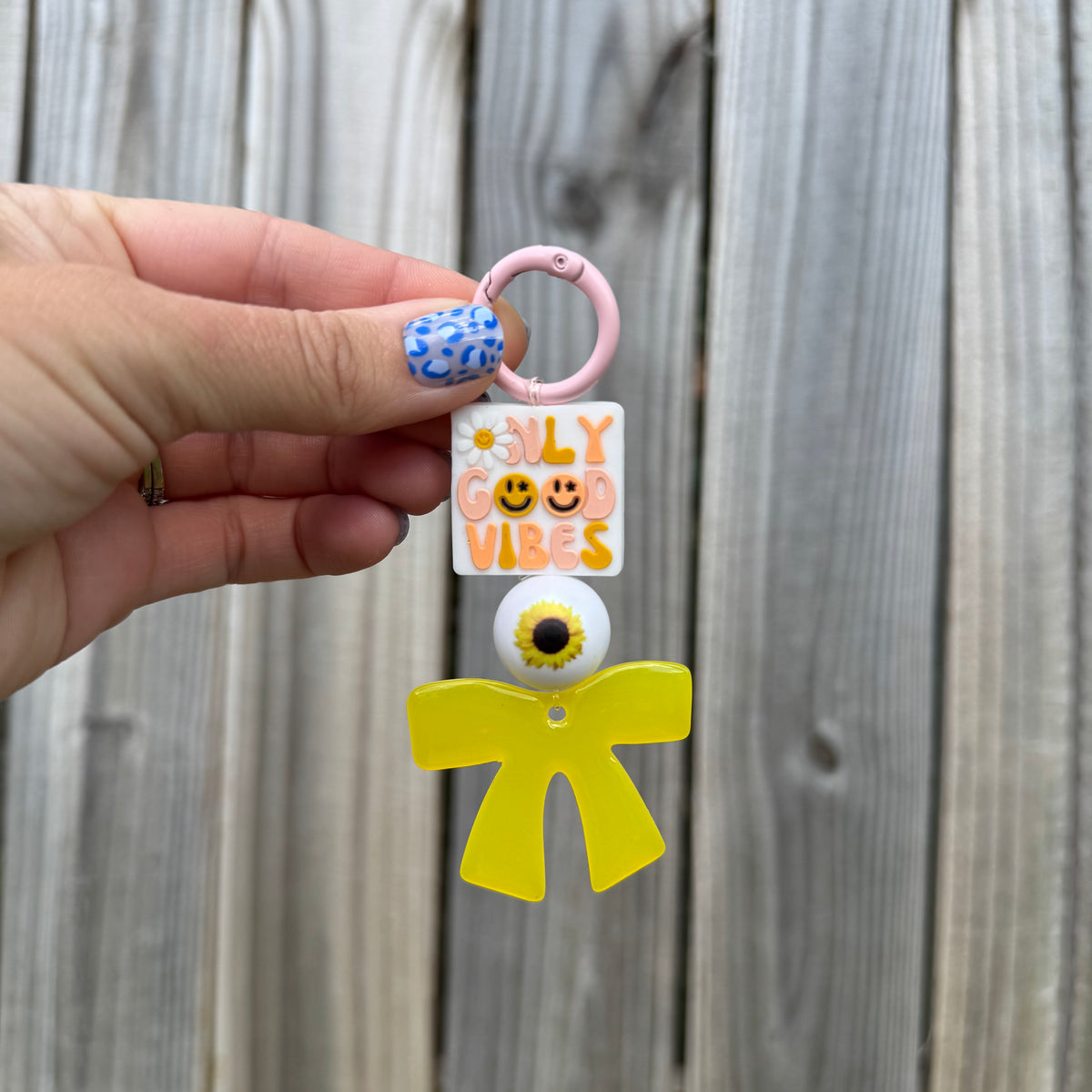Only Good Vibes Beaded Keychain