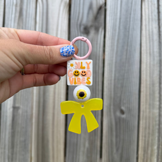 Only Good Vibes Beaded Keychain