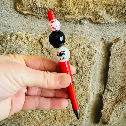True Crime Junkie Beaded Pen