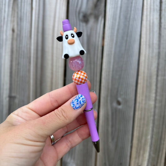 Ghost Cow Beaded Pen