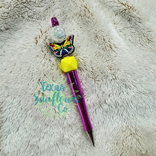 Rainbow Butterfly Beaded Pen