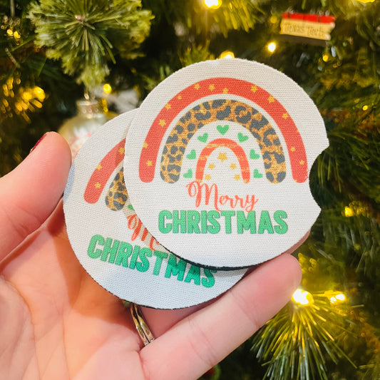 Rainbow Christmas - Car Coasters
