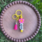 Floral Semicolon Beaded Keychain