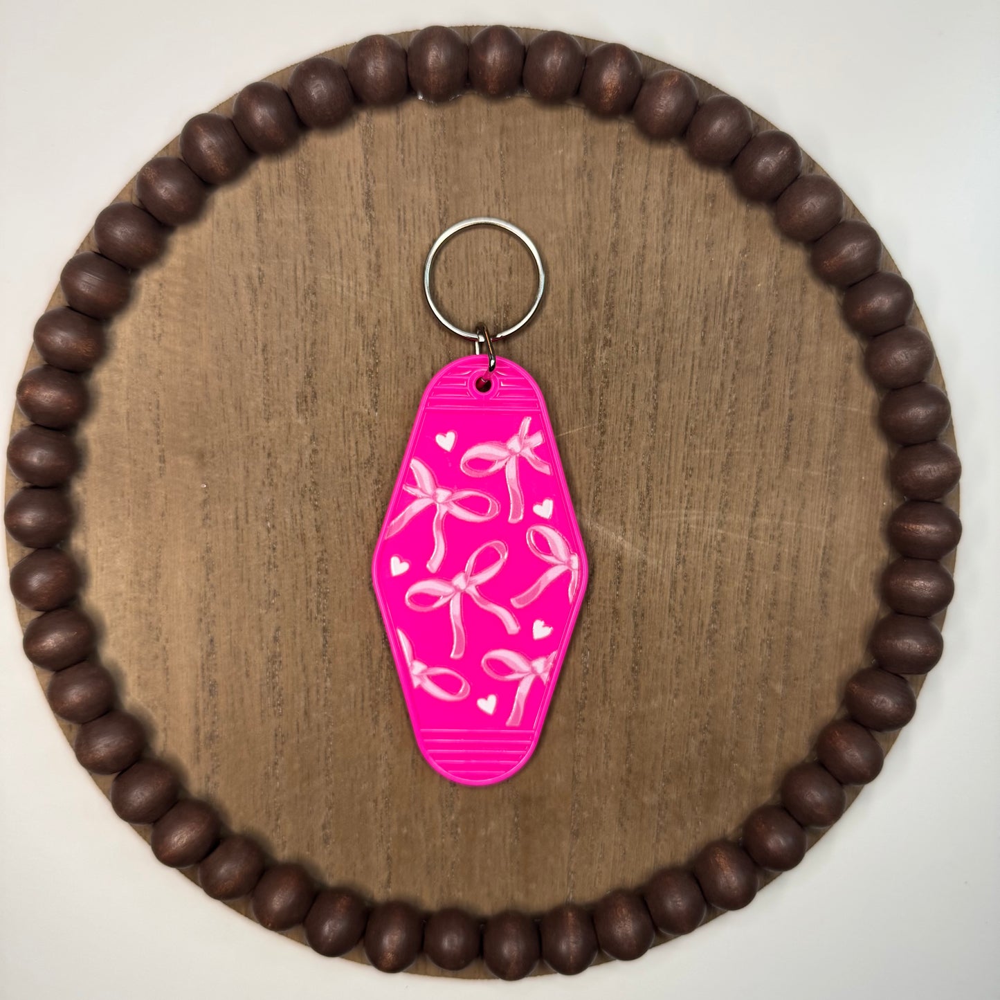 Checkered Smiley Bow - Double Sided Keychain