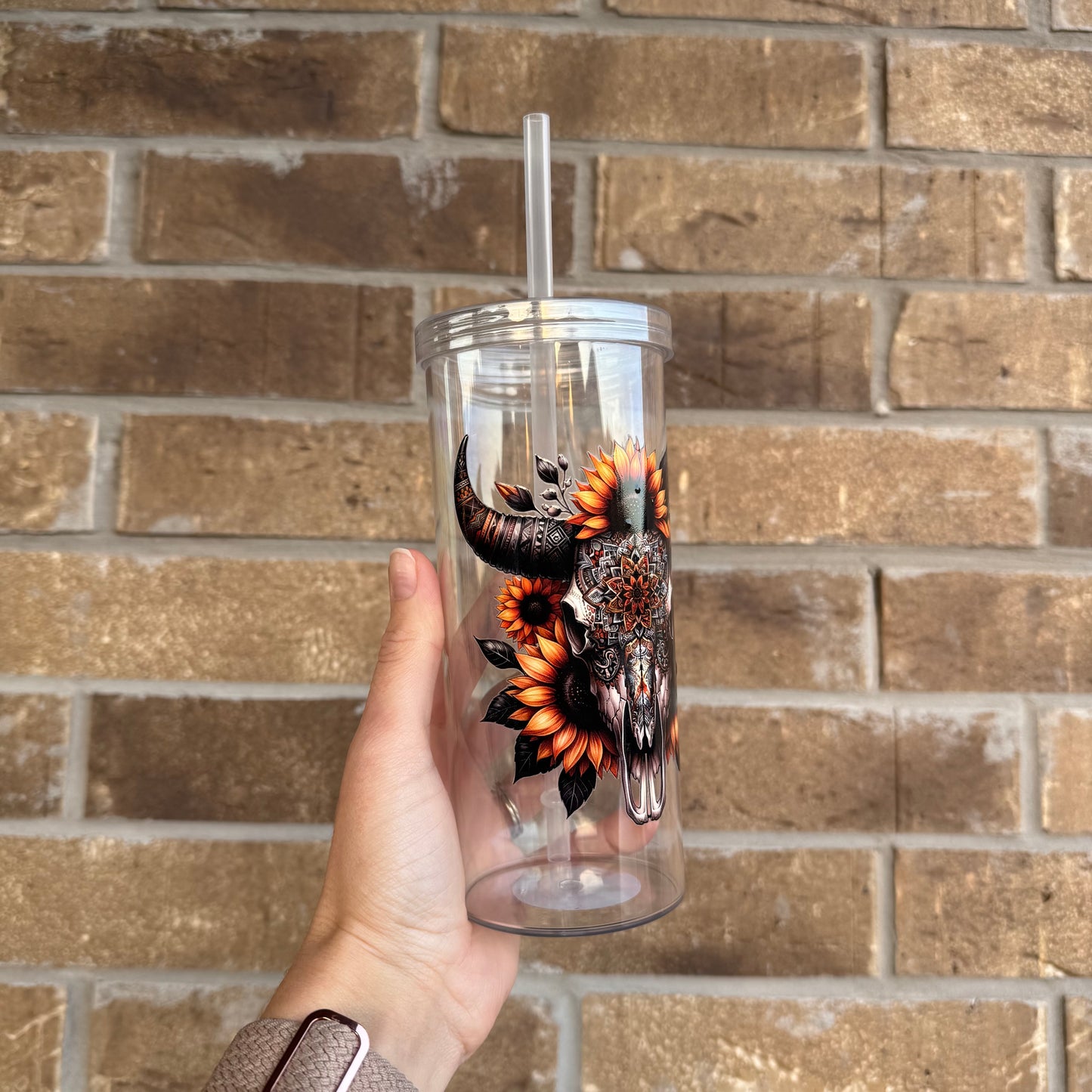 Sunflower Bull Skull Cup