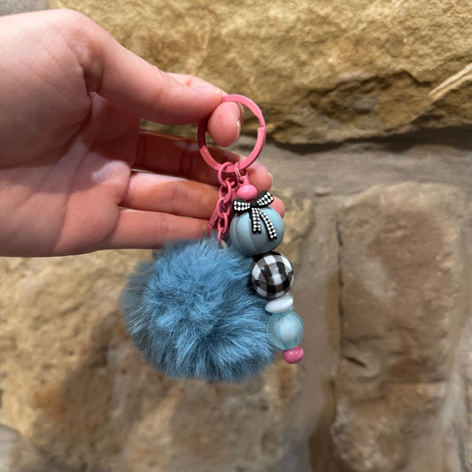 Dusty Blue Pumpkin Beaded Keychain