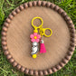 Floral Semicolon Beaded Keychain