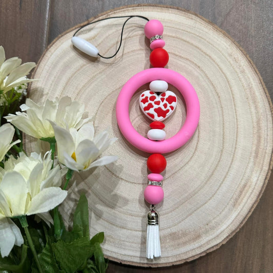 Cow Print Heart Car Charm