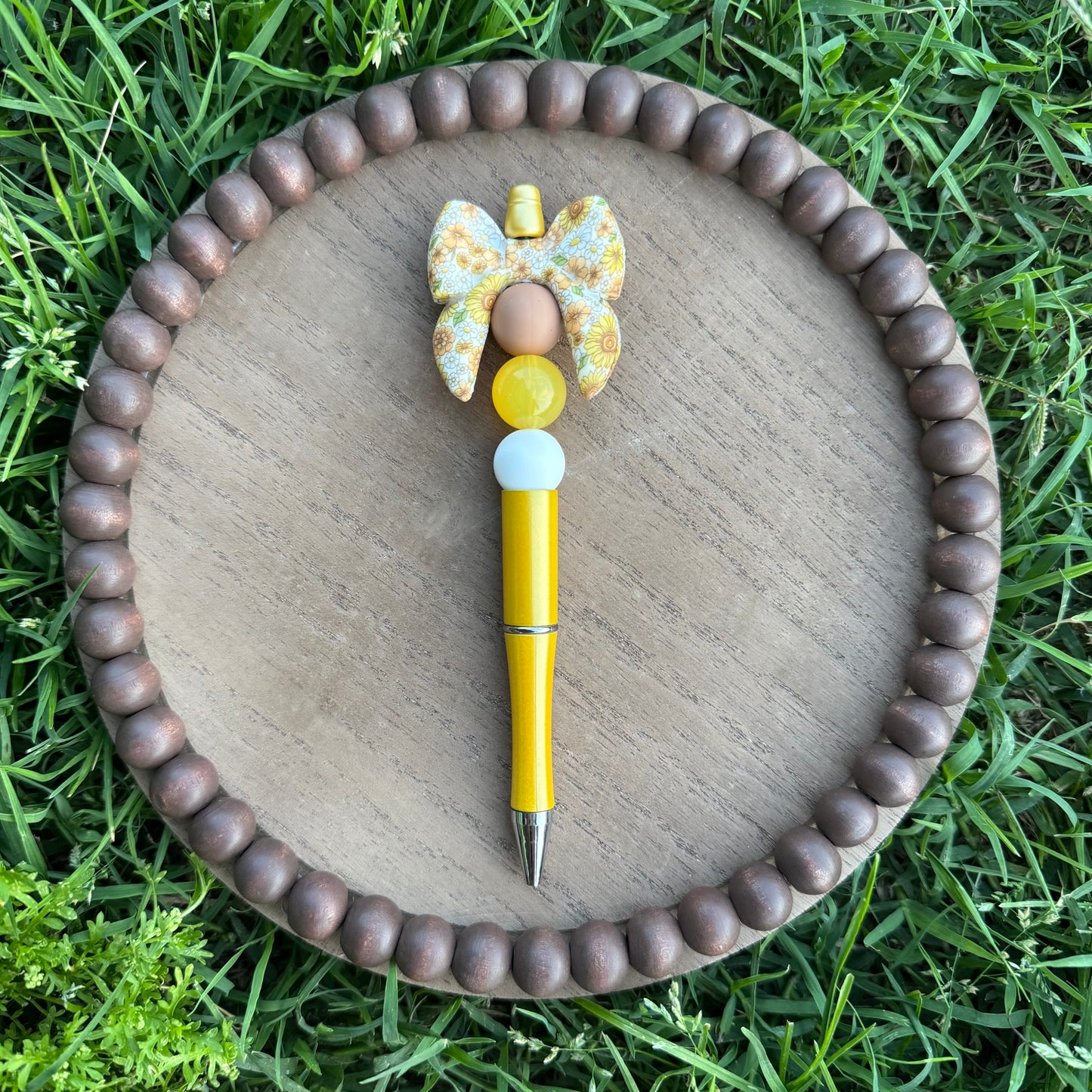 Sunflower Bow Beaded Pen