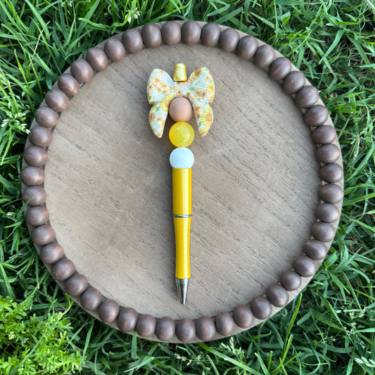 Sunflower Bow Beaded Pen